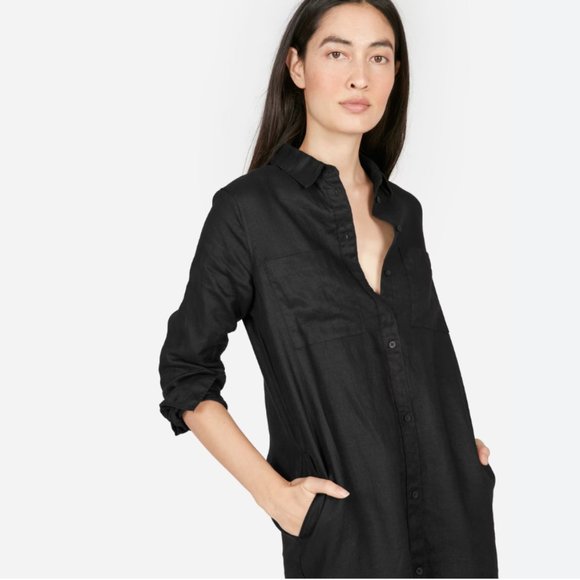 EVERLANE the linen shirt dress long tunic button down - Picture 4 of 6